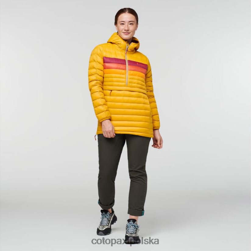 Cotopaxi Damski puchowy sweter z kapturem cotopaxi fuego w gorące bursztynowe paski BDNZ8030 bursztynowe paski