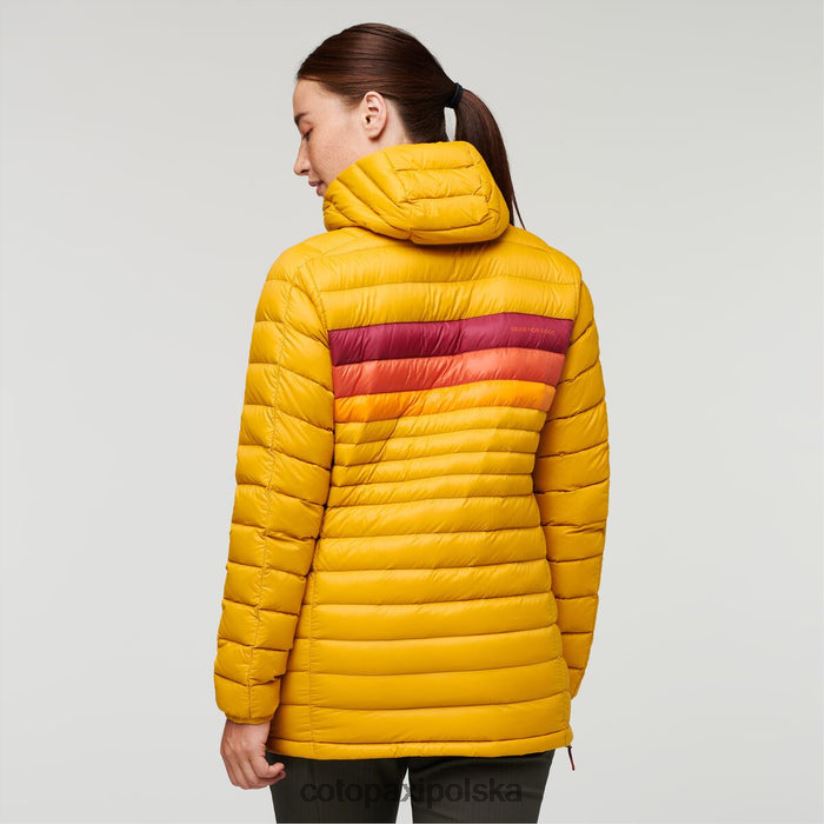 Cotopaxi Damski puchowy sweter z kapturem cotopaxi fuego w gorące bursztynowe paski BDNZ8030 bursztynowe paski