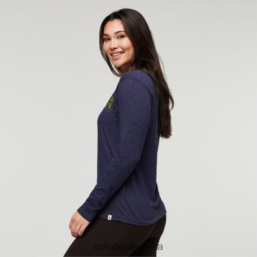 Cotopaxi marki hello llama organiczna koszulka damska z długim rękawem, morska cotopaxi BDNZ80182 morski